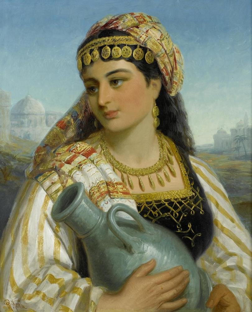 Emile Vernet Lecomte. Египтянка - девушка, живопись, 19 век, портрет - оригинал