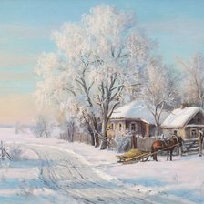 Схема вышивки «Зимняя деревня»