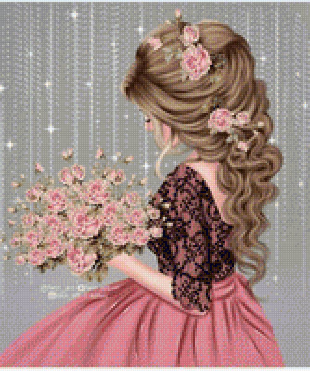 Девушка с цветами - девушка цветы букет - предпросмотр