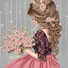 Схема вышивки «Девушка с цветами»