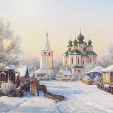 Схема вышивки «Пейзаж деревни»