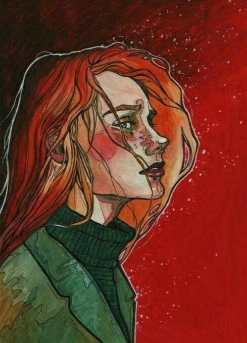 Девушка - девушка, красный, грустная девушка, девушка в красном - оригинал