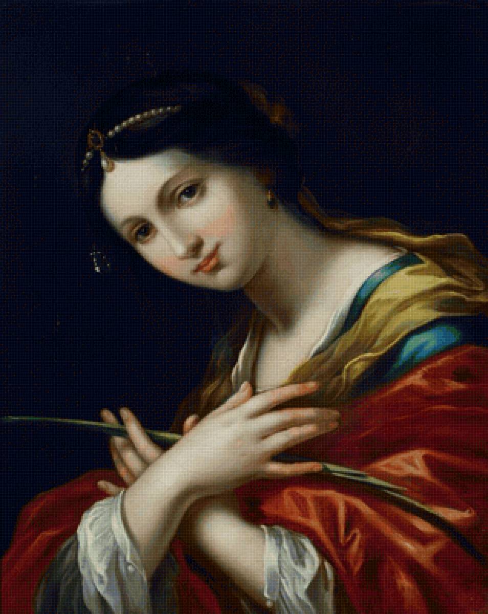 Санта Мартир. ЭМИЛИАНСКАЯ ШКОЛА. 17 век - девушка, 17 век, живопись, портрет - предпросмотр