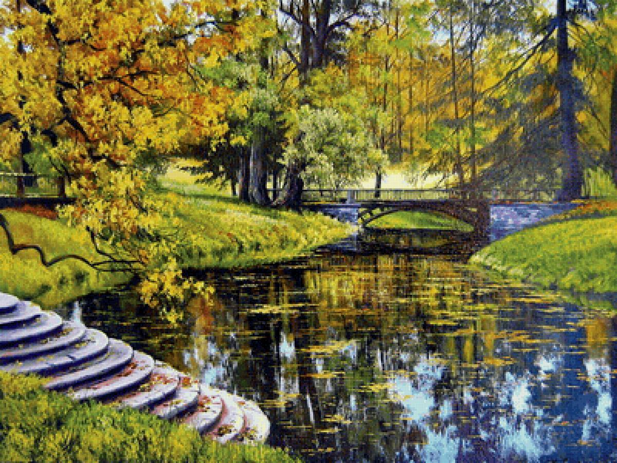 Парк - река, лето, осень, парк - предпросмотр