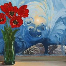 Схема вышивки «тюльпаны и голуби»