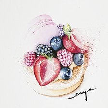 Схема вышивки «ПИРОЖЕНОЕ С МАКАРУНОМ И ЯГОДАМИ»