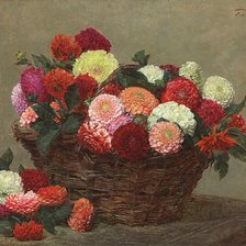 Схема вышивки «Cesta,com,dálias.»