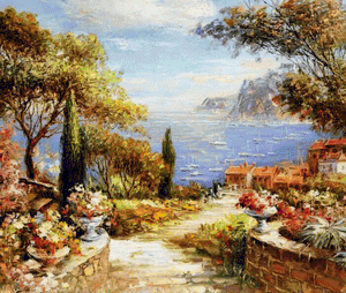 Солнце и море - цветы, солнце, дорожка, море - предпросмотр