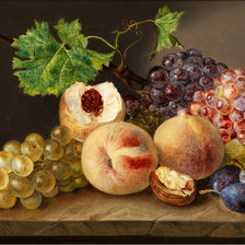 Схема вышивки «ФРАНЦ КСАВЬЕР ПЕТТЕР. НАТЮРМОРТ С ВИНОГРАДОМ И ПЕРСИКАМИ»