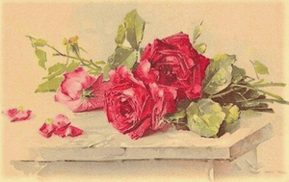 three roses red - птицы, цветы - предпросмотр