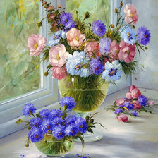 Схема вышивки «Цветы на окне»