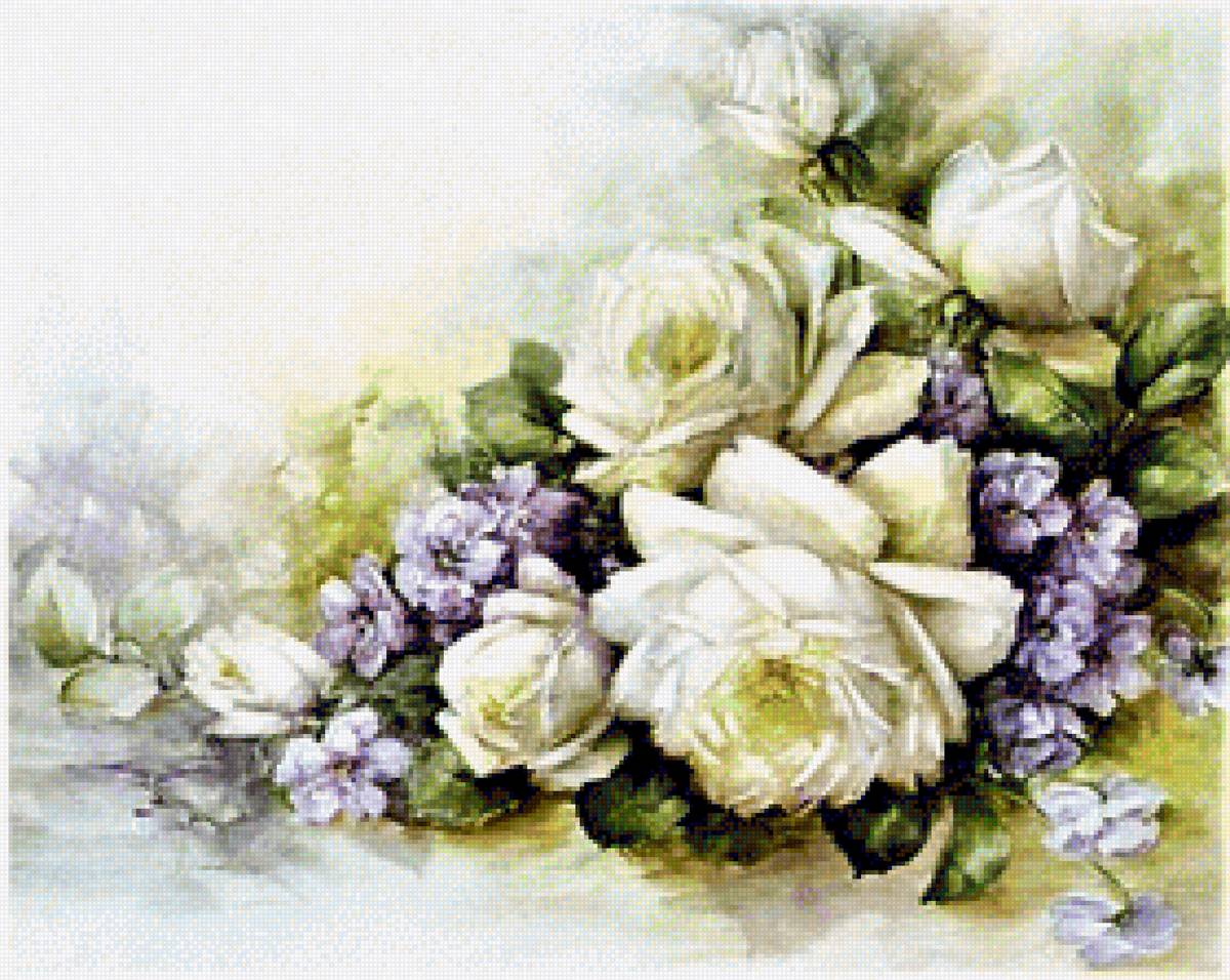 Aqvarel flowers - птицы, цветы - предпросмотр