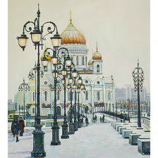 Схема вышивки «Городской зимний пейзаж.»