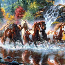 Схема вышивки «Бегущие лошади»