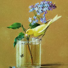 Схема вышивки «Фёдор Толстой. Ветка сирени и канарейка»