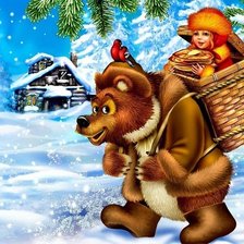 Схема вышивки «Маша и медведь»