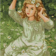 Схема вышивки «Девочка в венке из ромашек»