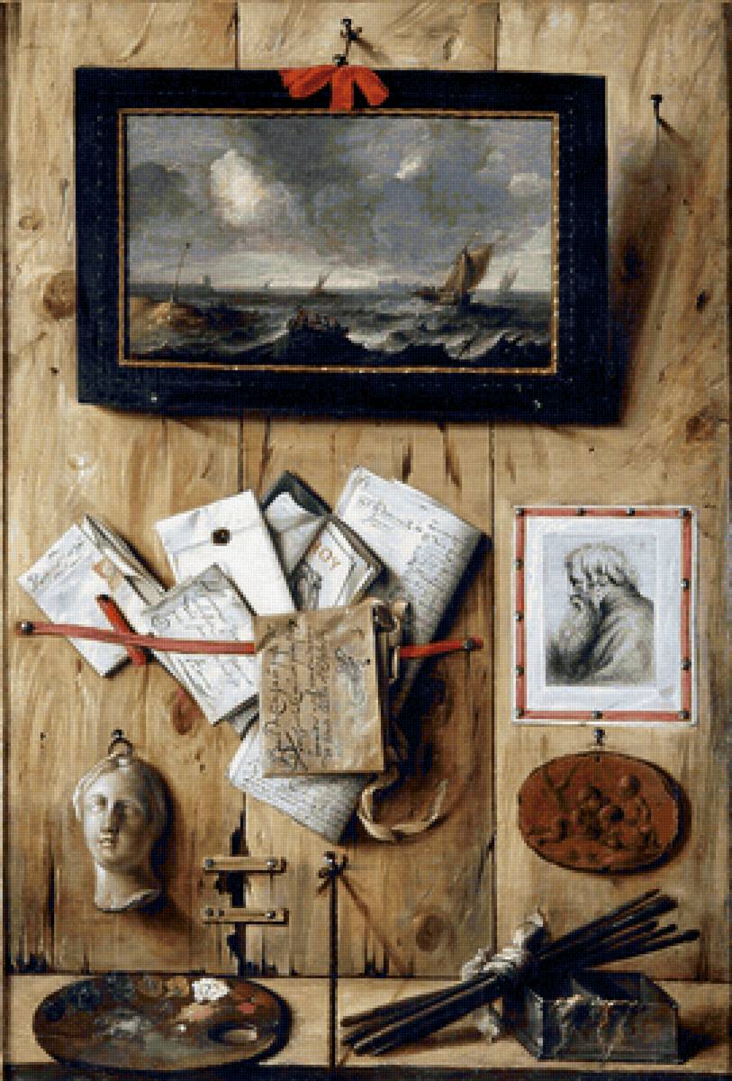 Самюэл ван Хогстратен. Натюрморт-обманка - натюрморт, натюрморт-обманка, предметы - предпросмотр