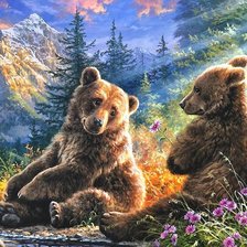 Схема вышивки «Медвежата»