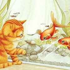 Схема вышивки «котёнок и аквариум»