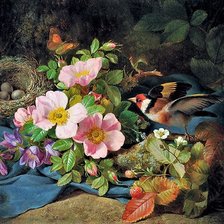 Схема вышивки «гнездо-птица»