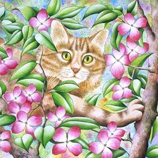 Схема вышивки «кот на дереве»