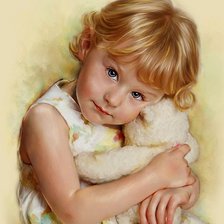 Схема вышивки «Девочка с мишкой»