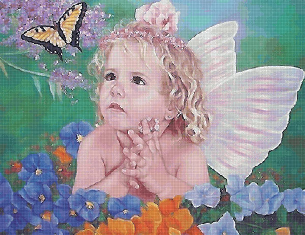 ангел - цветы, бабочка, ангел - предпросмотр