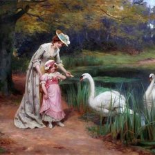 Схема вышивки «Ручные лебеди»