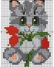 Схема вышивки «котёнок»