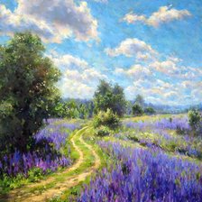 Схема вышивки «"Не видать конца и края - только синь сосет глаза"»