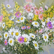 Схема вышивки «Букет с ромашками»