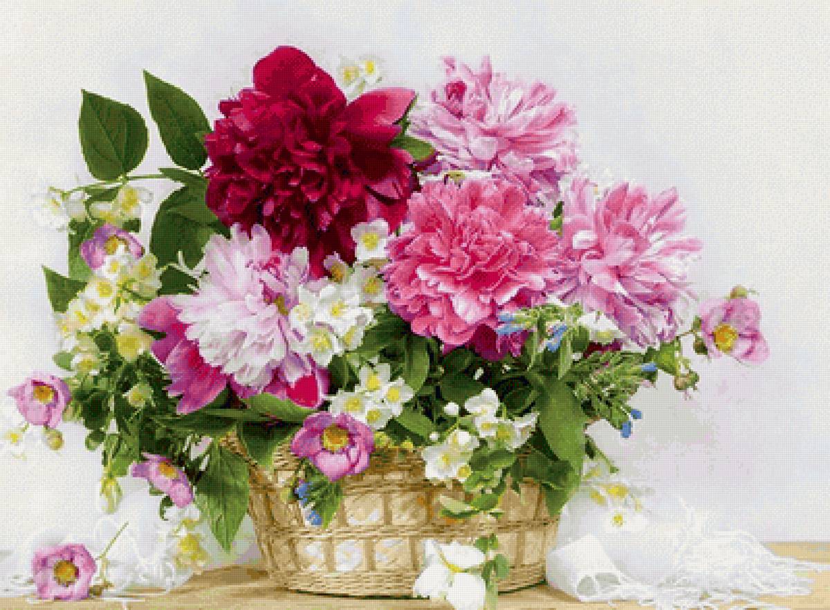 Cesta com flores. - flores.cesta. - предпросмотр