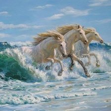 CABALLOS SALIENDO DEL MAR