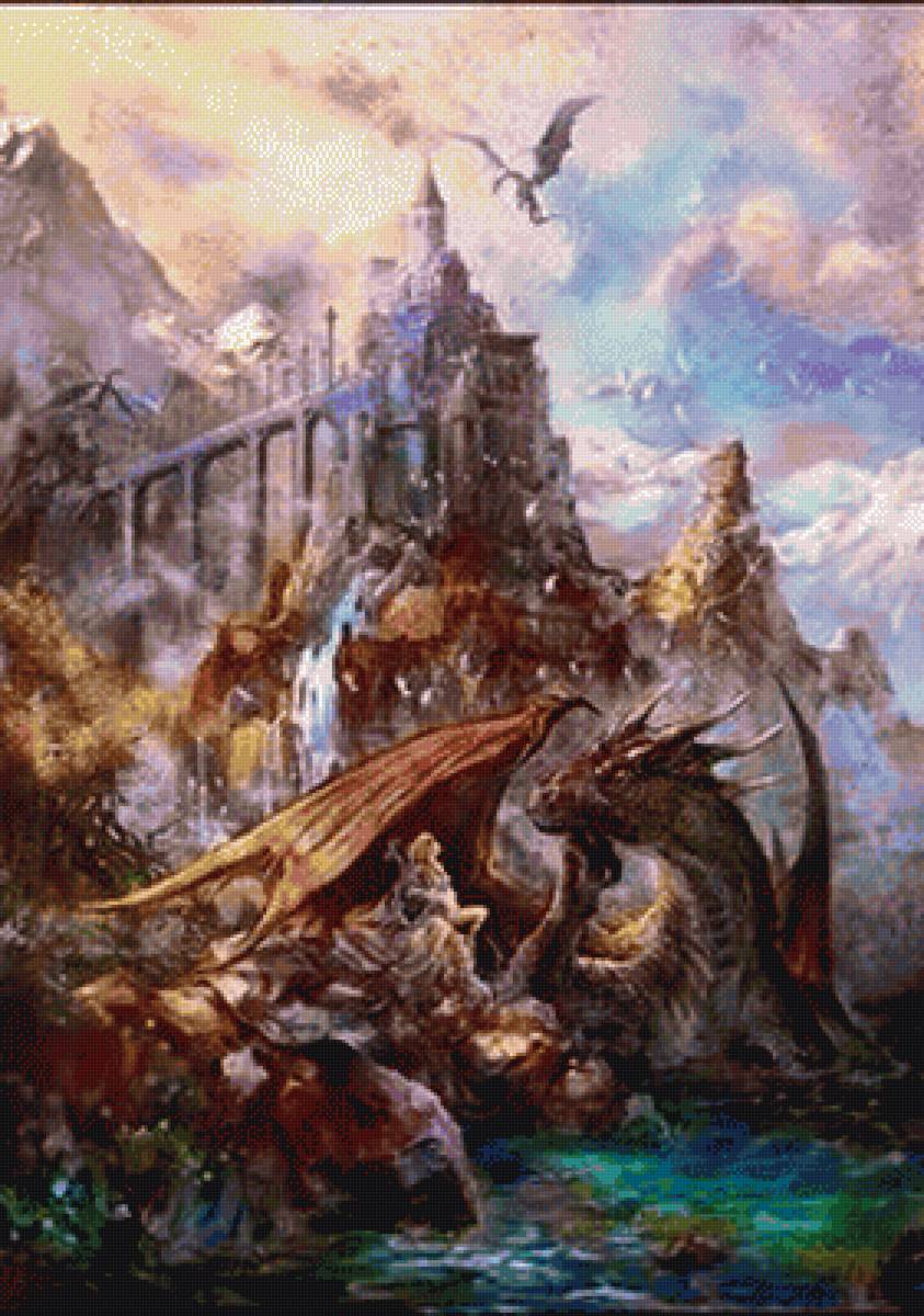 В гости к дракону - фентези., замок, дракон - предпросмотр