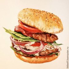 Схема вышивки «ДАБЛ-ГАМБУРГЕР С ЛУКОМ»