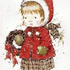 Схема вышивки «NIÑA CON CORONA NAVIDEÑA SARAH KAY»