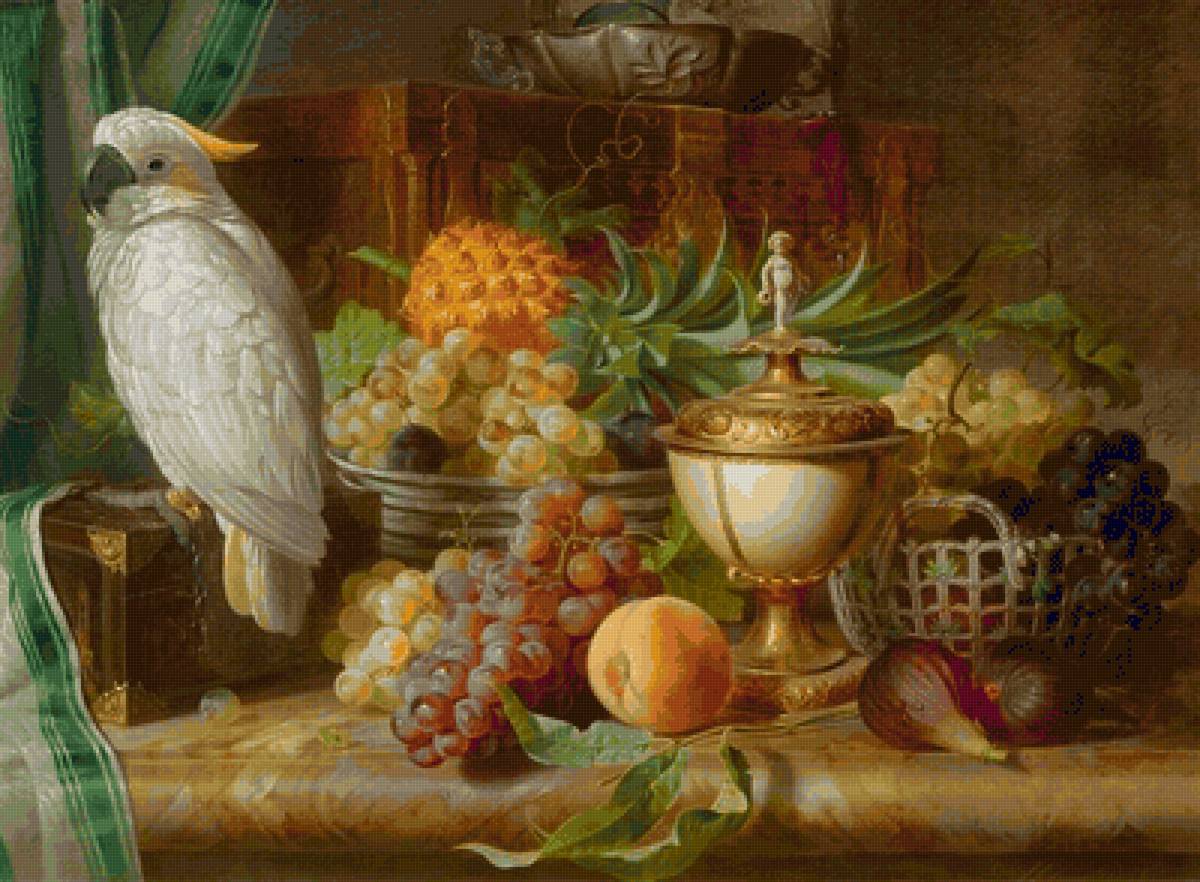 Arranjo,de mesa. - pássaro, frutas. - предпросмотр