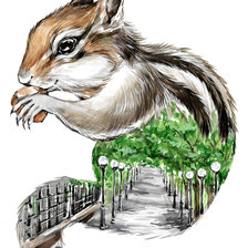 Схема вышивки «Бурундук-ореховая аллея»