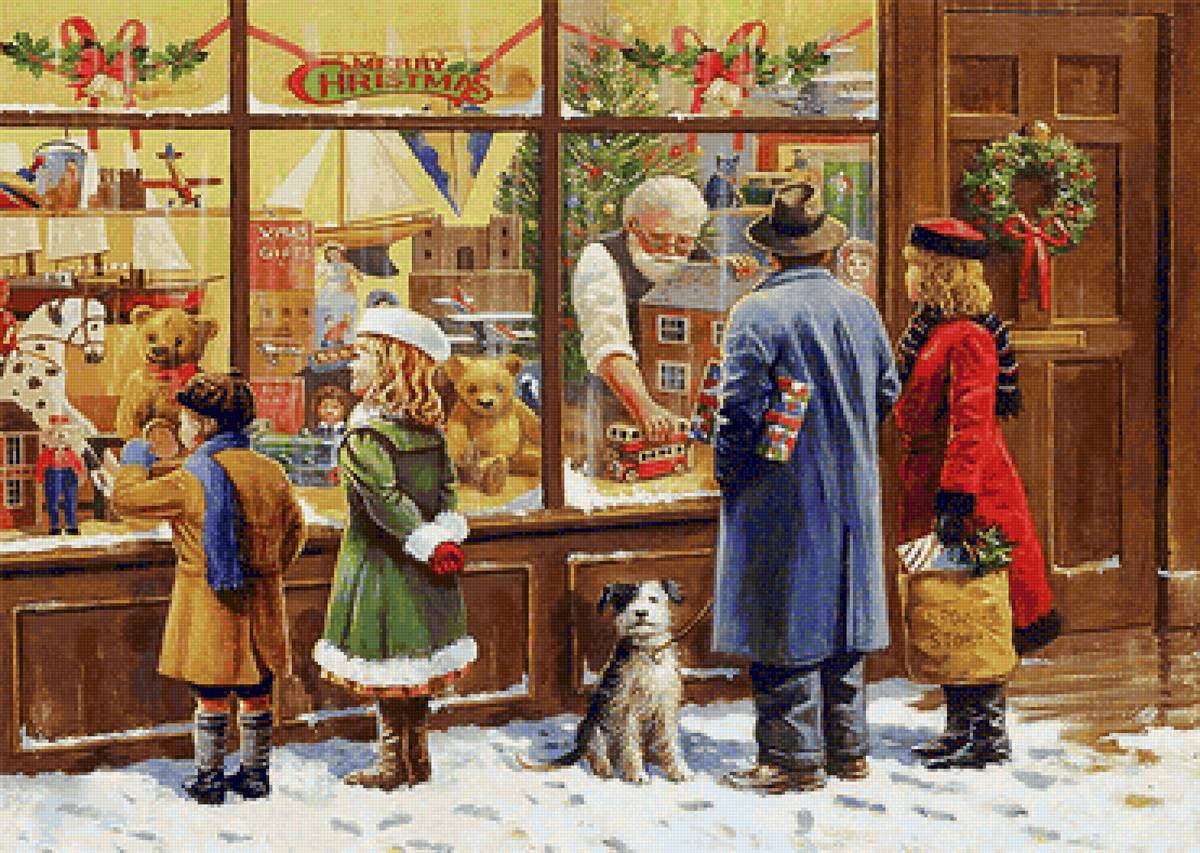 The Christmas Window. - snowscenes.christmas.people.animals. - предпросмотр