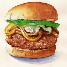 Схема вышивки «ГАМБУРГЕР С ЛУКОМ И БЕЛЫМ СОУСОМ»