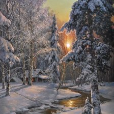 Схема вышивки «Домик в зимнем лесу»