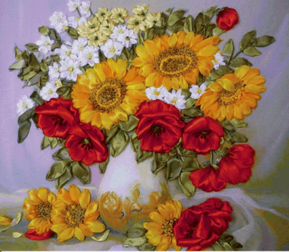 Vaso com , flores ,de fita. - flores.vaso. - предпросмотр