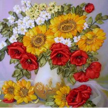 Схема вышивки «Vaso com , flores ,de fita.»