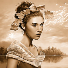 Схема вышивки «Девушка - осень.»