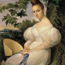 Схема вышивки «Блондель Мерри Жозеф "Женщина с соломенной шляпкой"»