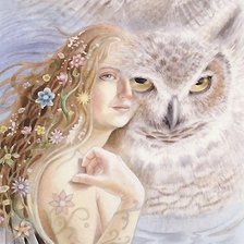 Схема вышивки «девушка-сова»