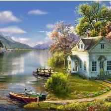 Схема вышивки «Casa  do lago de pesca.»