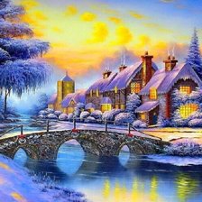 Схема вышивки «Casa em noite de inverno.»