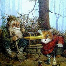 КОТ,ДОМОВОЙ И МЫШКИ КОПАЮТ КЛАД